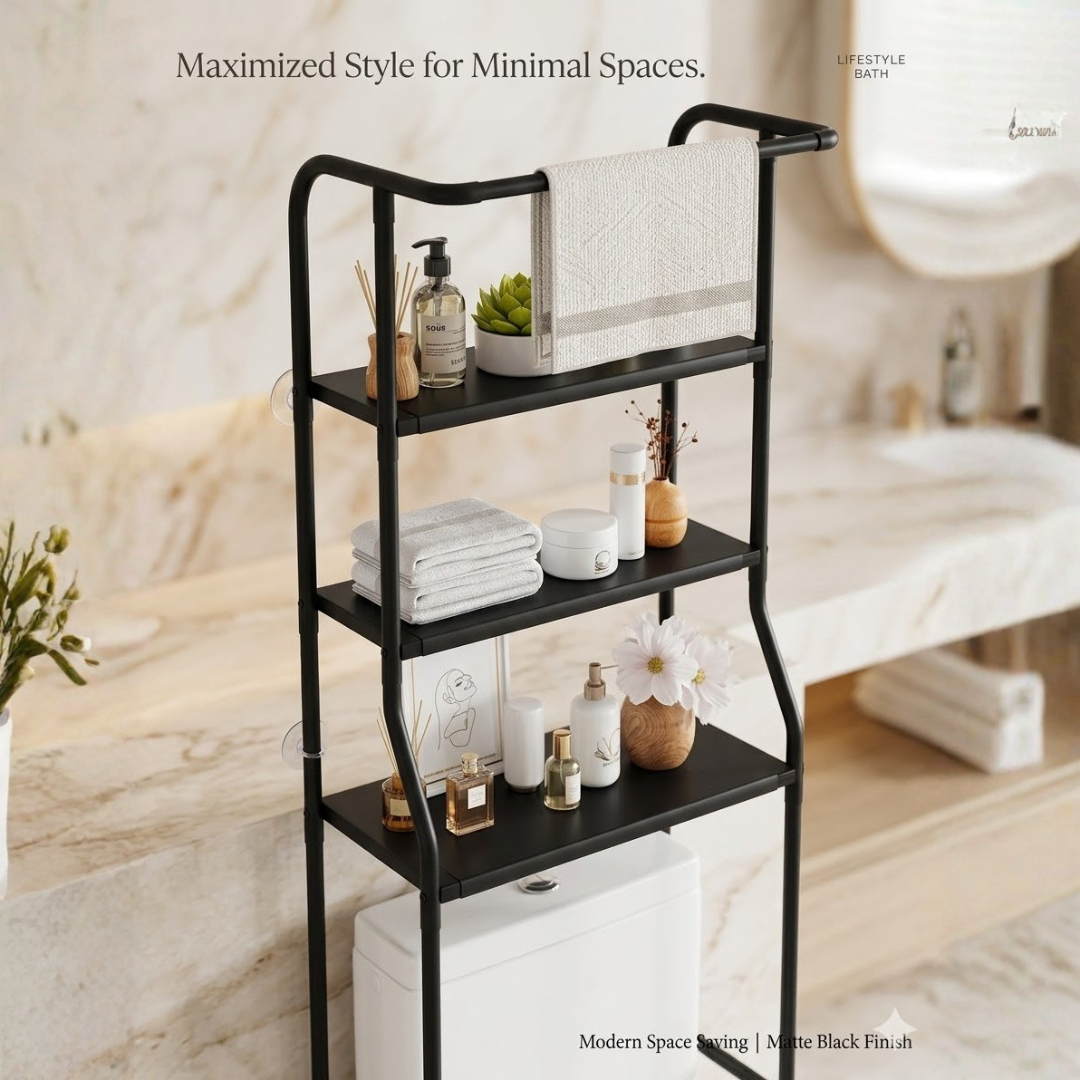 GlideHold® BathroomShelf: Stylish Minimalist 3-Tier Bathroom Shelf