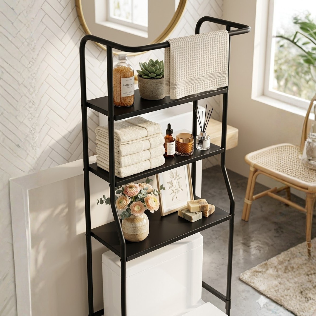 GlideHold® BathroomShelf: Stylish Minimalist 3-Tier Bathroom Shelf