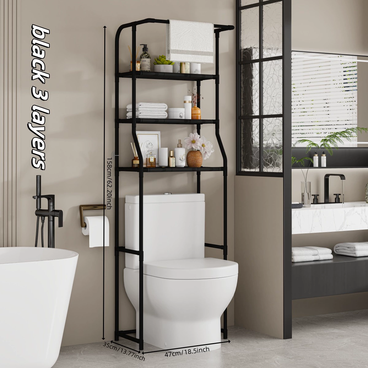 GlideHold® BathroomShelf: Stylish Minimalist 3-Tier Bathroom Shelf