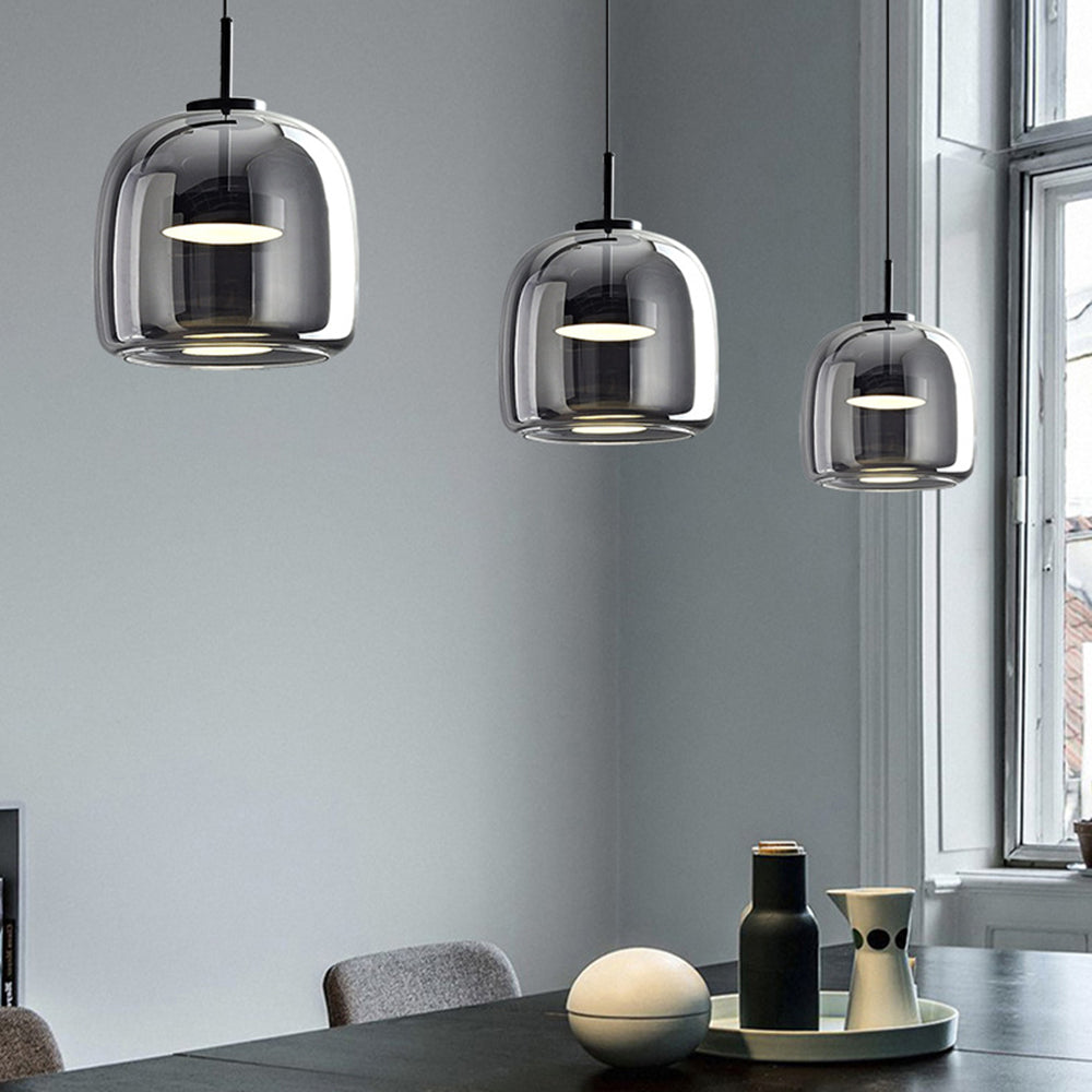 Hailie Retro LED Pendant Lamps Gold Amber Metal Glass Bedroom