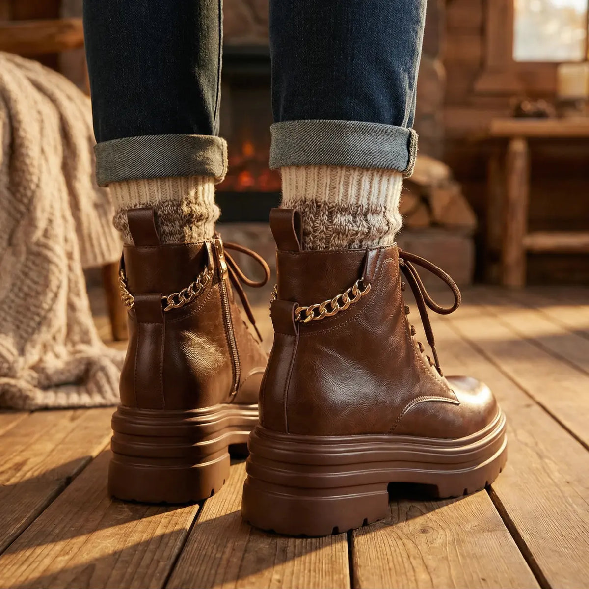 Height-Increasing Combat Boots with 11 cm Hidden Elevation System