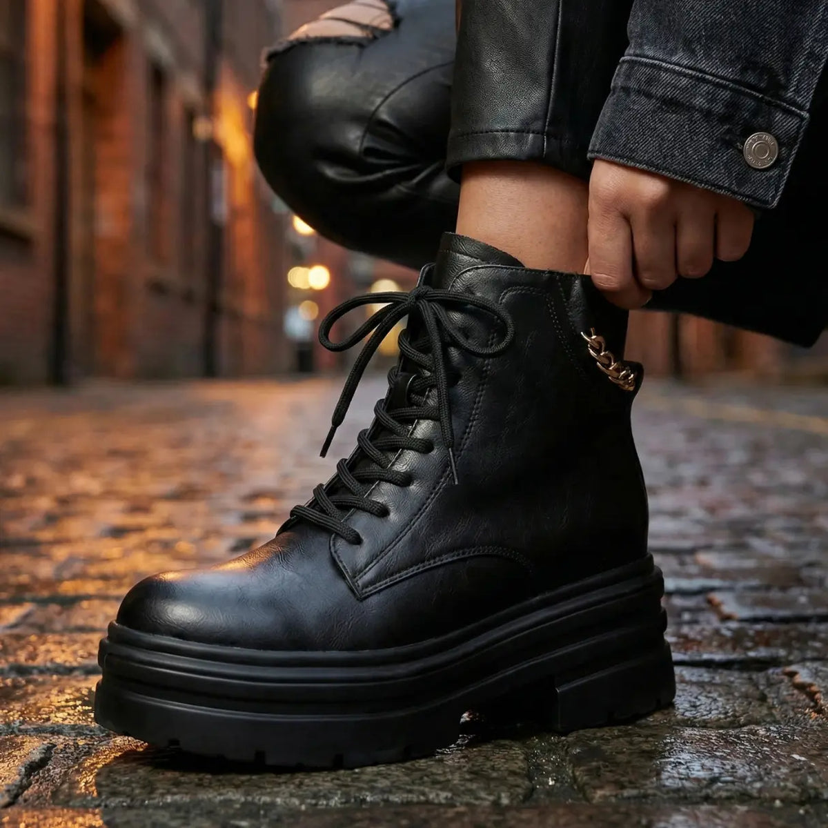 Height-Increasing Combat Boots with 11 cm Hidden Elevation System