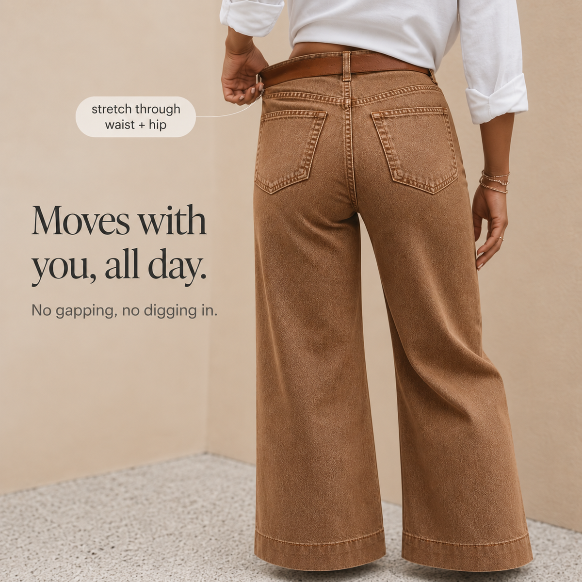 High-Rise Wide-Leg Vintage-Wash Denim-Look Jeans