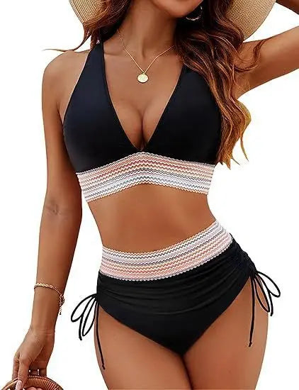 Icone™ Drawstring Bikini: Elegant High-Waisted Two-Piece Drawstring Bikini