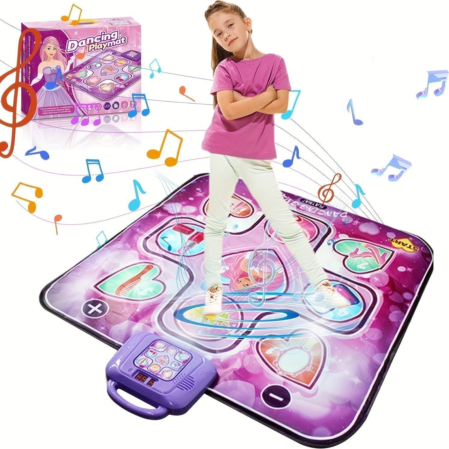 Interactive Dance Mat for Kids Pink with Scoring Function – Musical Mat for Rhythmic Fun for Girls