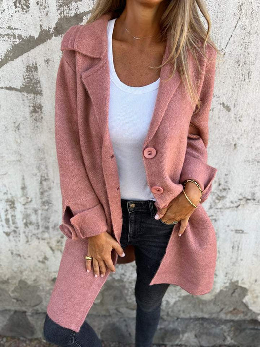 Women's Button-Front Collared Coat - Image 1