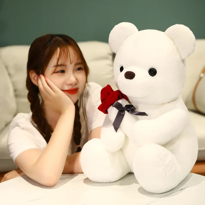 Kawaii Plush Bear with Rose – Cute Gift for Valentine's Day, Soft Plush Bear, Perfect for Decoration