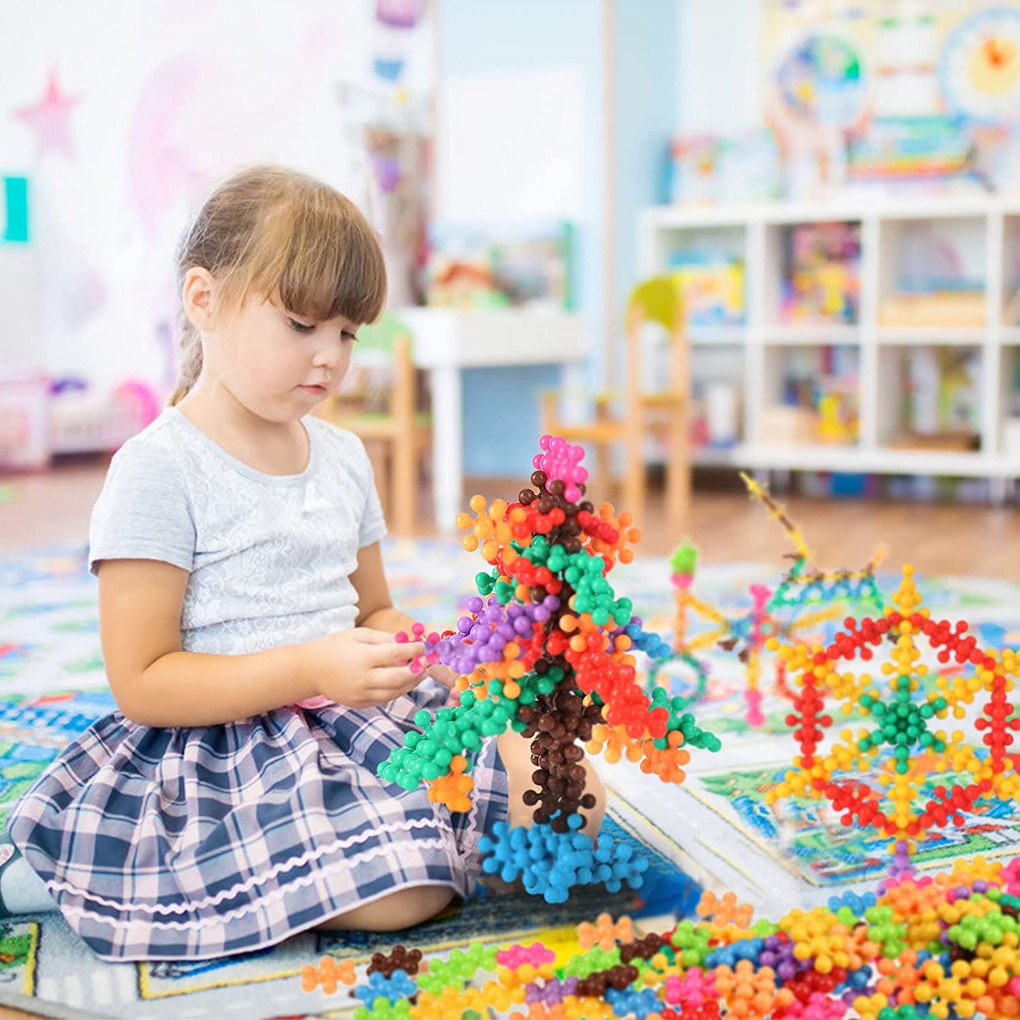 Kids' Creative Snowflake Interlocking Building Blocks Toy