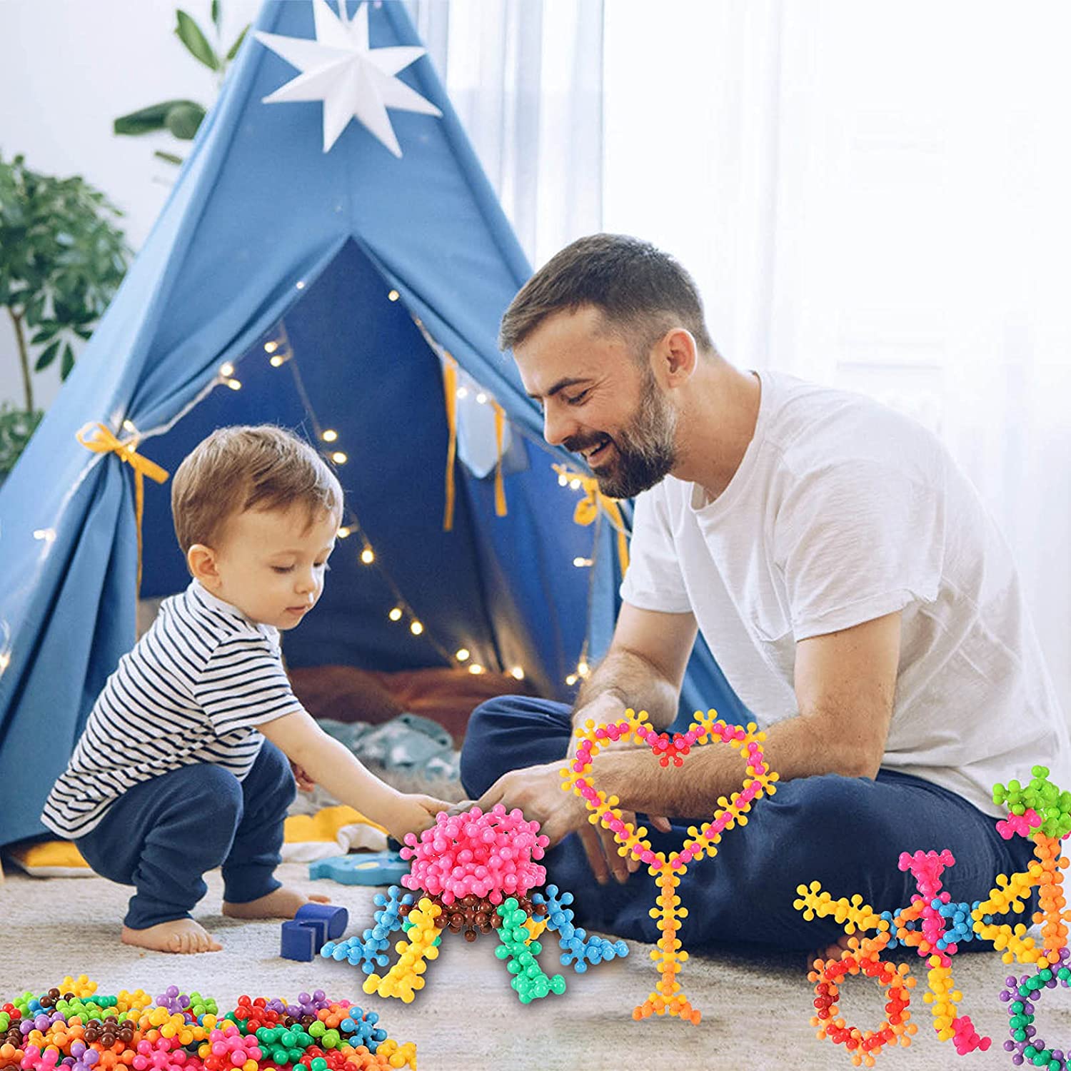 Kids' Creative Snowflake Interlocking Building Blocks Toy