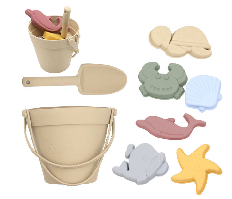 Kids' Eco-Friendly Silicone Beach Bucket Sand Toy Set