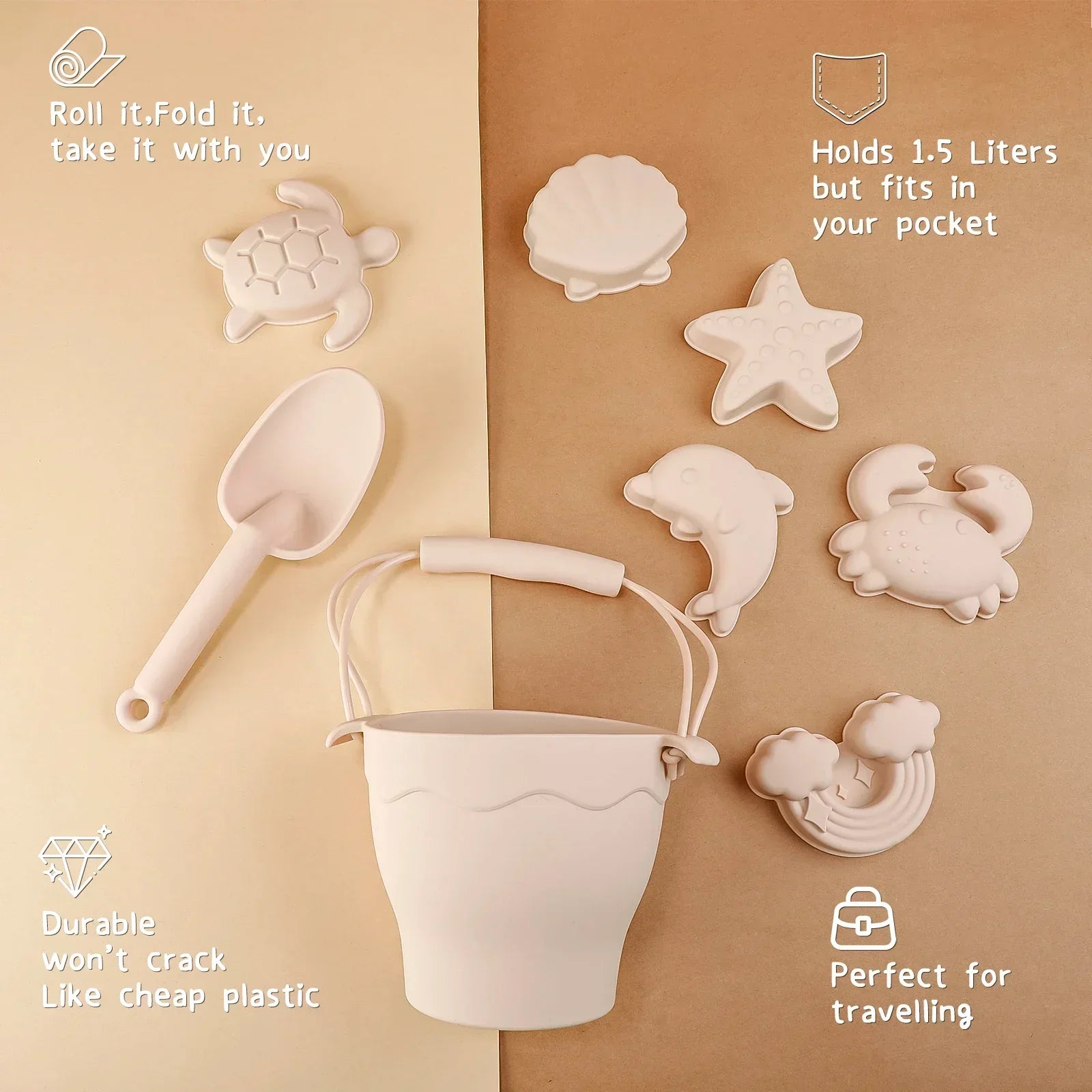 Kids' Eco-Friendly Silicone Beach Bucket Sand Toy Set