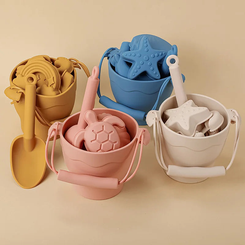 Kids' Eco-Friendly Silicone Beach Bucket Sand Toy Set
