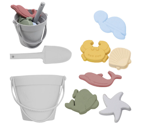 Kids' Eco-Friendly Silicone Beach Bucket Sand Toy Set