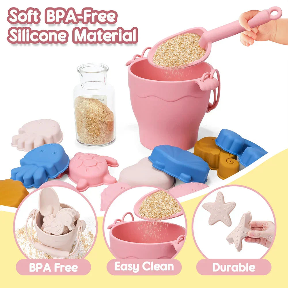 Kids' Eco-Friendly Silicone Beach Bucket Sand Toy Set