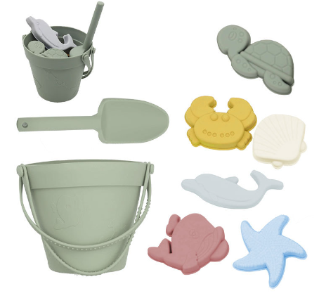 Kids' Eco-Friendly Silicone Beach Bucket Sand Toy Set