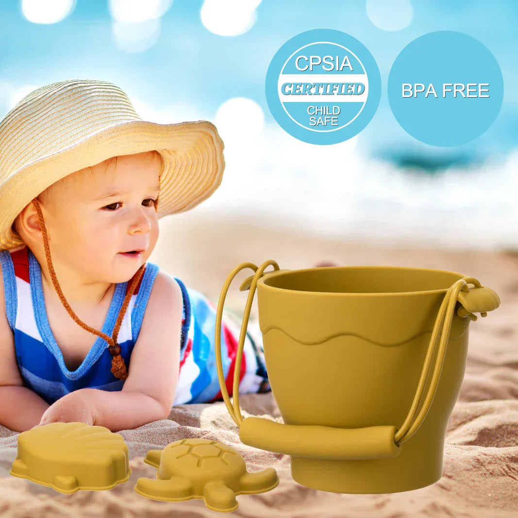 Kids' Eco-Friendly Silicone Beach Bucket Sand Toy Set
