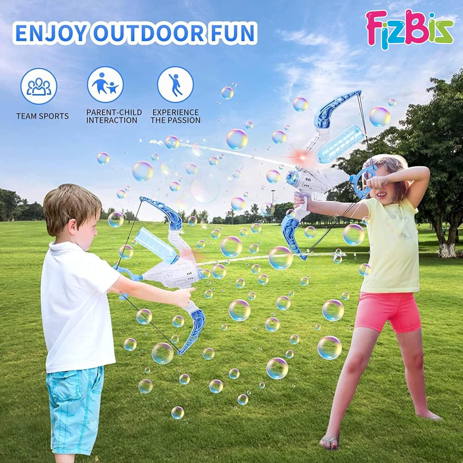 Kids Outdoor 2-in-1 Bow Bubble Machine Water Blaster Toy