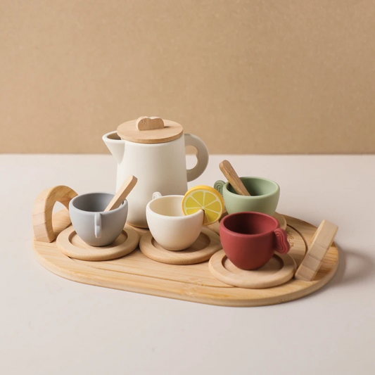 Kids Wooden Tea Party Set - Educational Play Toy