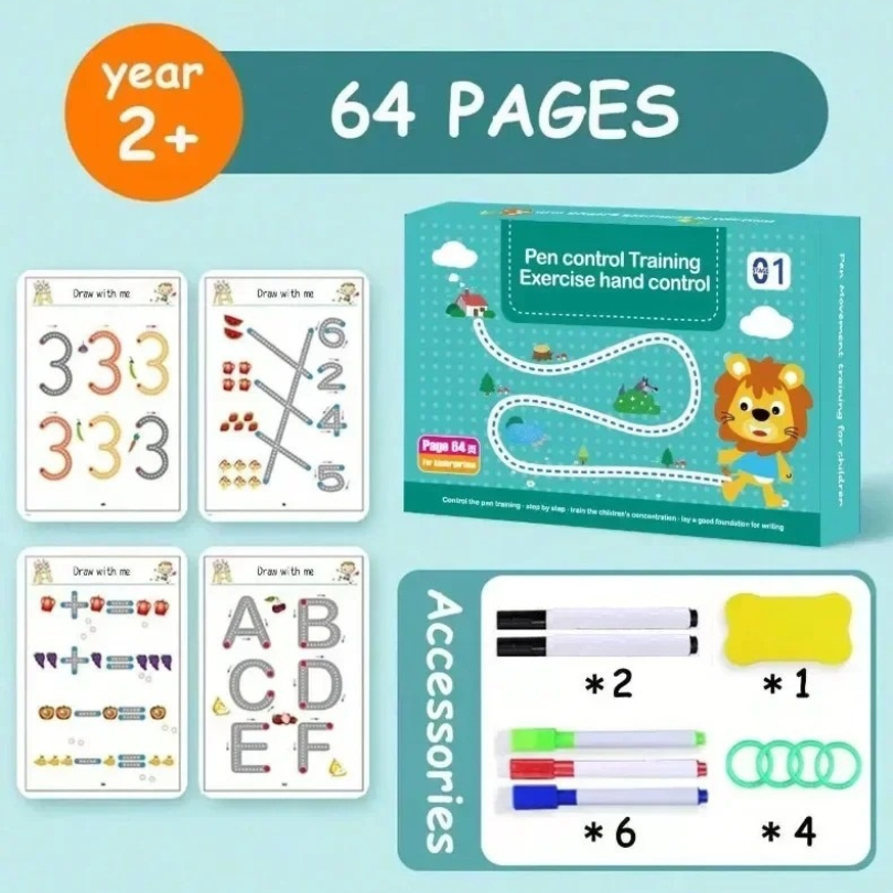 Kletshuts™ Activity Book: Tracing and Drawing Educational Reusable Workbook
