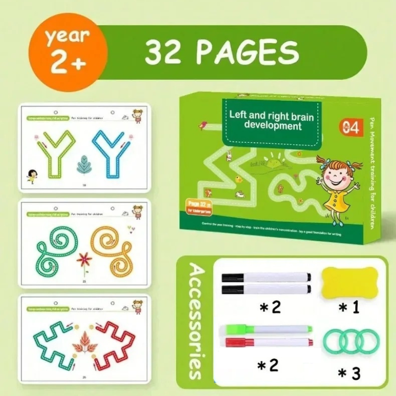 Kletshuts™ Activity Book: Tracing and Drawing Educational Reusable Workbook