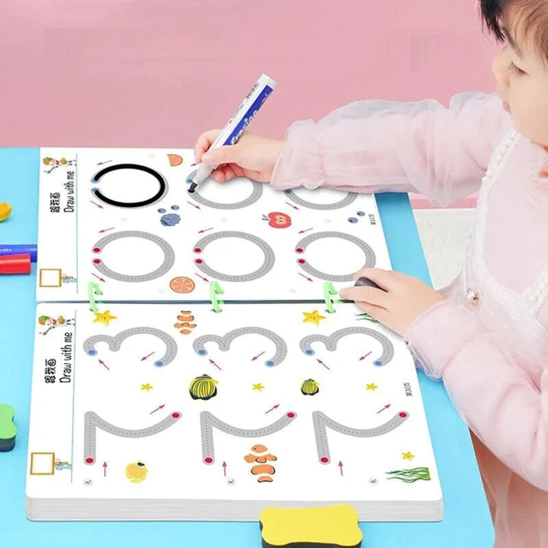Kletshuts™ Activity Book: Tracing and Drawing Educational Reusable Workbook