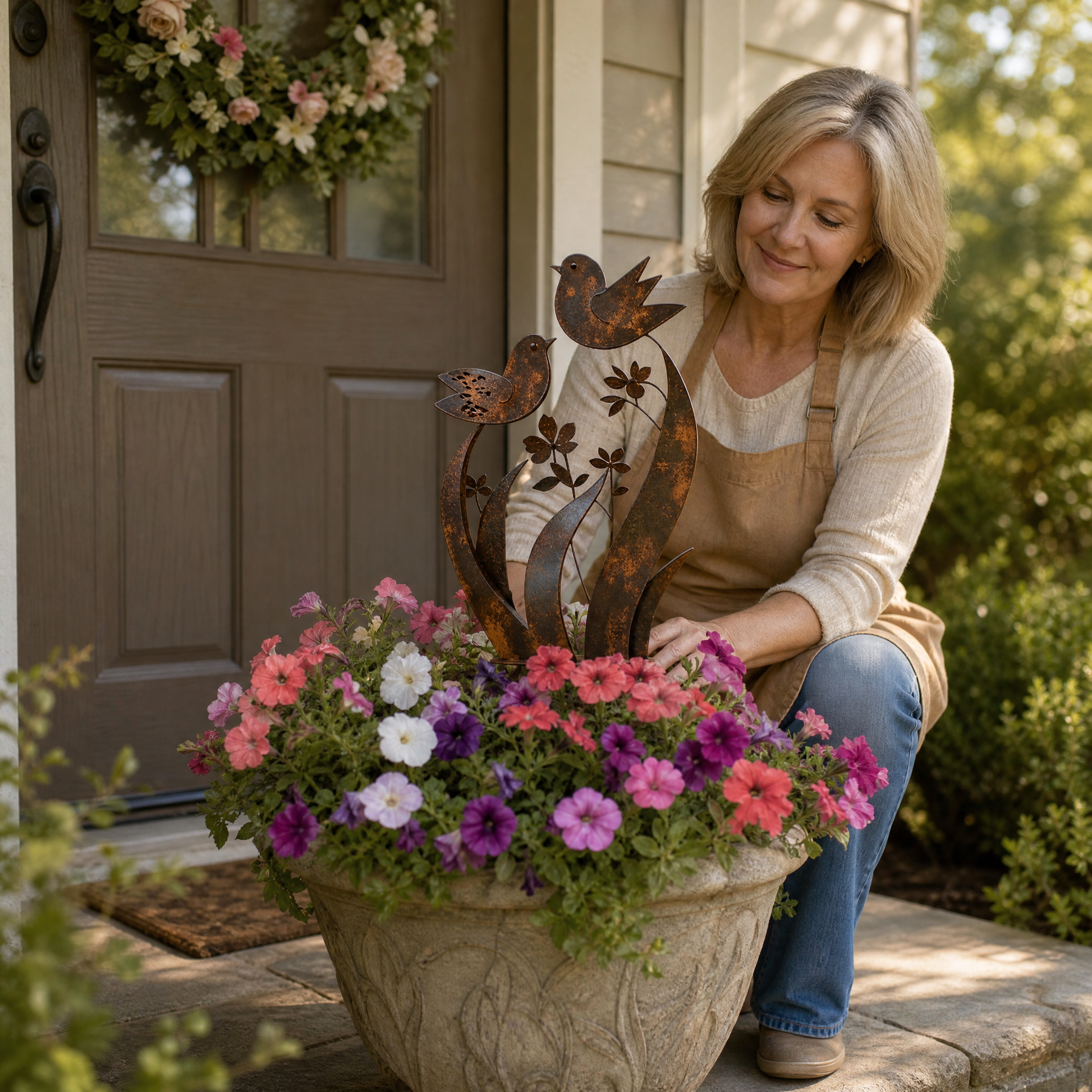 Lark & Iron™ – Rustic Bird & Wildflower Garden Stake