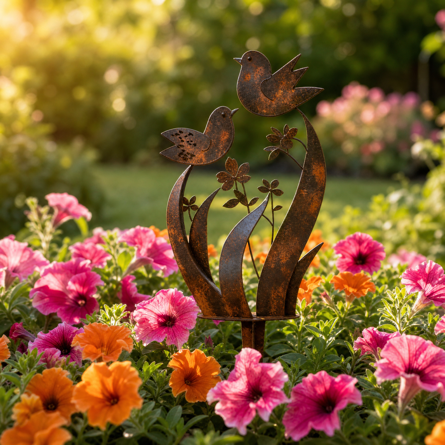 Lark & Iron™ – Rustic Bird & Wildflower Garden Stake