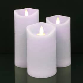 LED Block Candle - RUSTIC - 3 pcs. - 10/12.5/15 cm - with 3D Flame - (multiple colors)