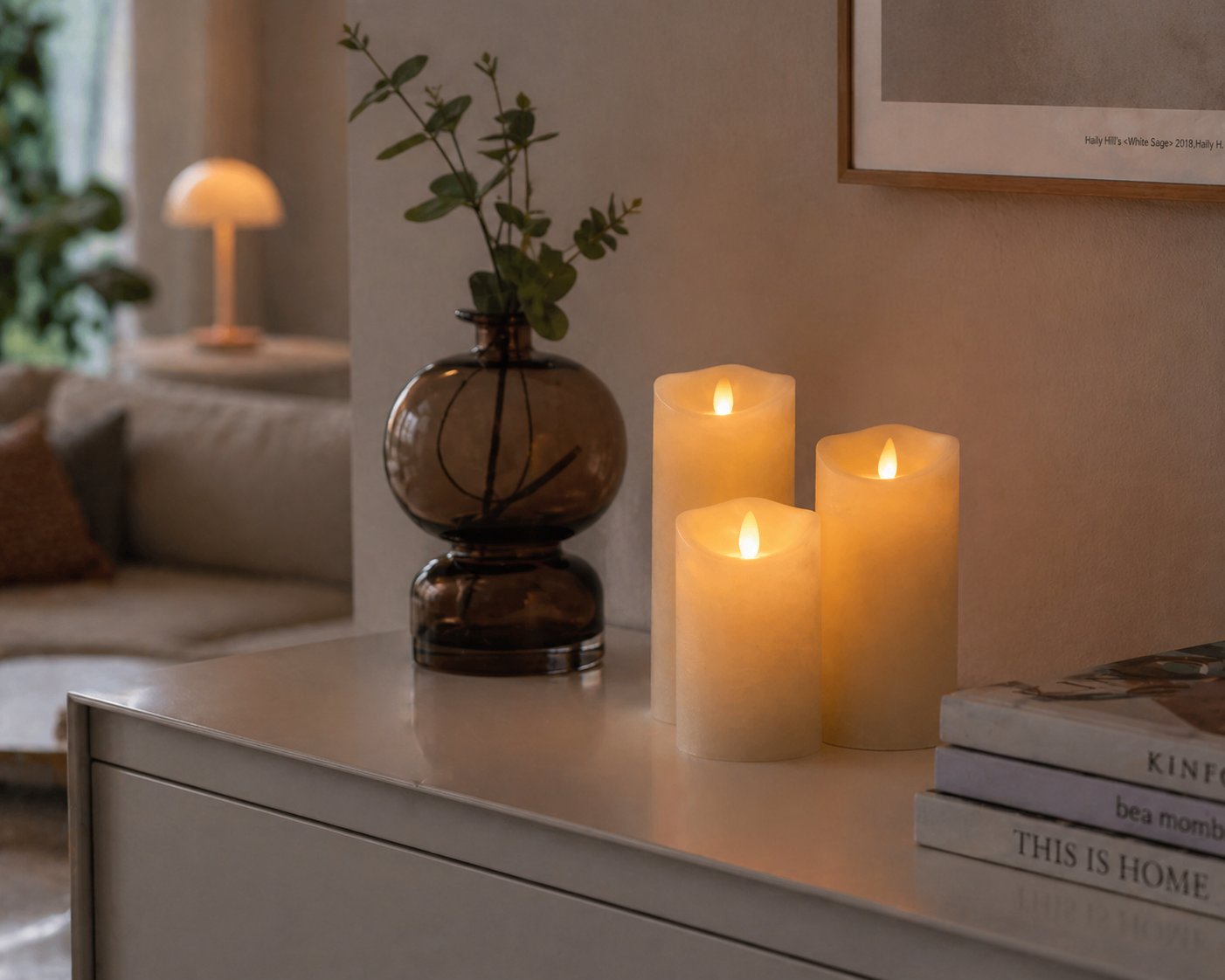 LED Block Candle - RUSTIC - 3 pcs. - 10/12.5/15 cm - with 3D Flame - (multiple colors)