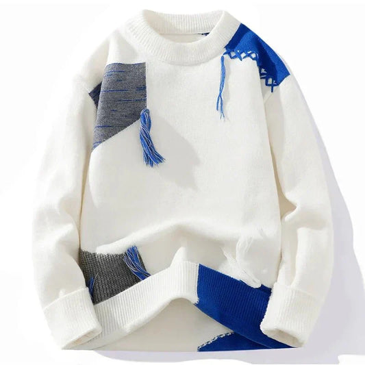 Men's Patchwork Crew Neck Sweater - Image 1