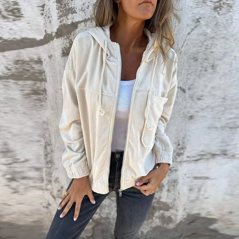 Lightweight and Sleek Women's Zip-Up Hooded Jacket