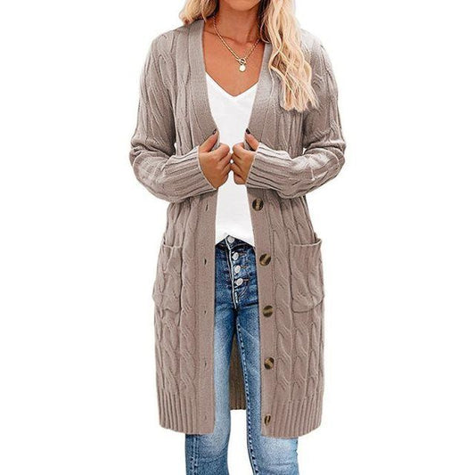Long Cable-Knit Cardigan