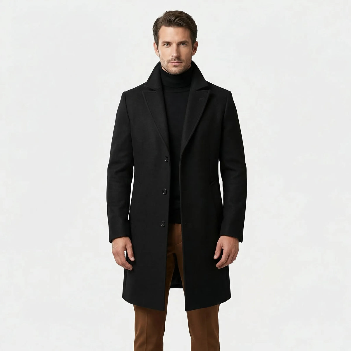 Long Single-Breasted Lapel Coat - Russell