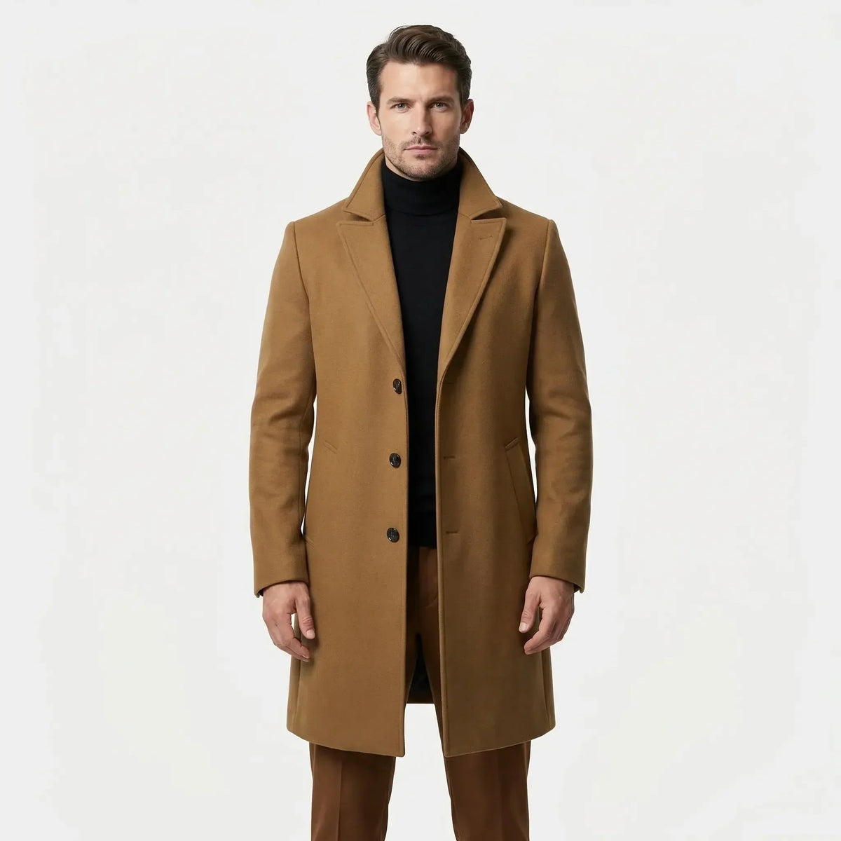 Long Single-Breasted Lapel Coat - Russell