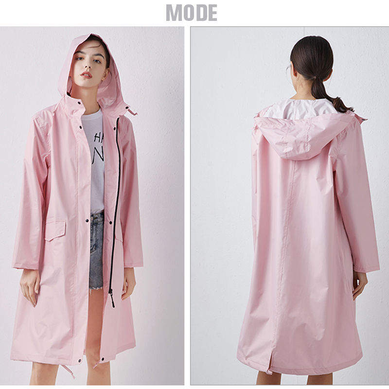 Long Waterproof Raincoat with Hood for Women