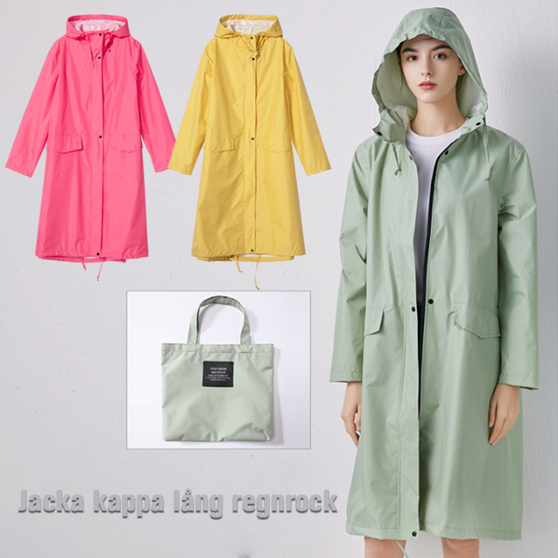 Long Waterproof Raincoat with Hood for Women