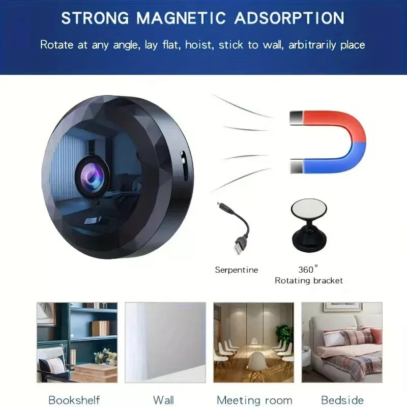 Magnetic Mini WiFi Surveillance Camera - 1080P HD | Night Vision and Motion Sensor