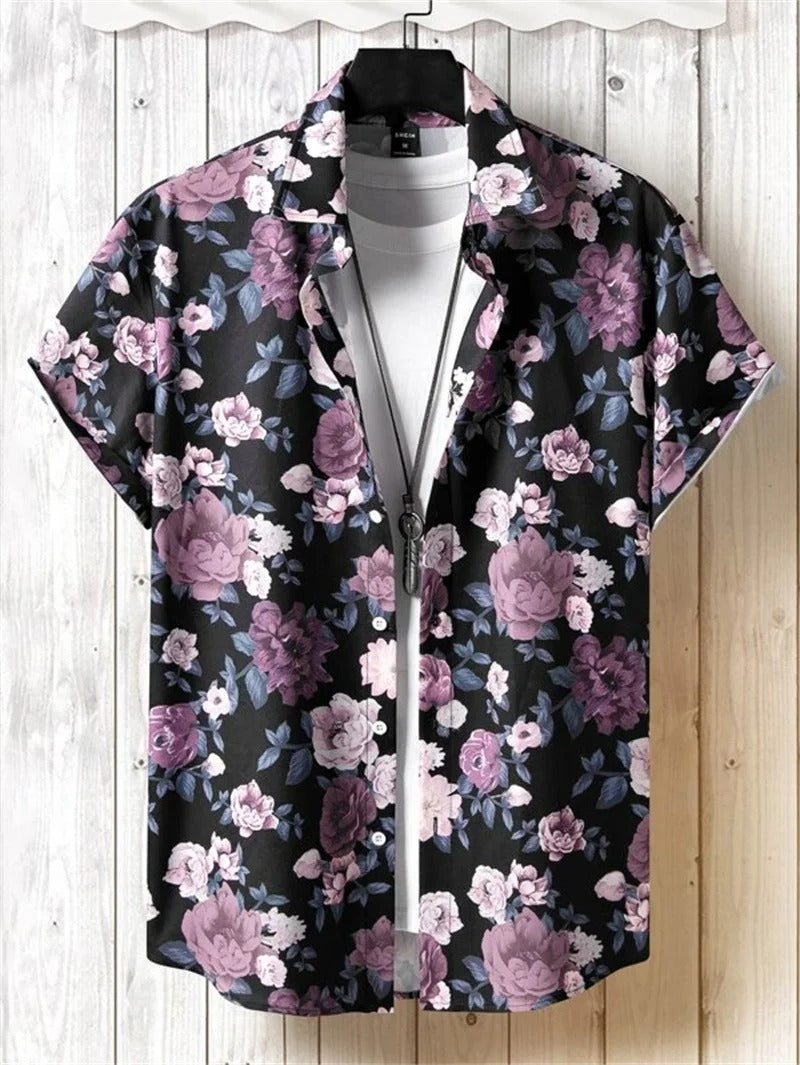 Men's 3D Floral Print Hawaiian Shirt