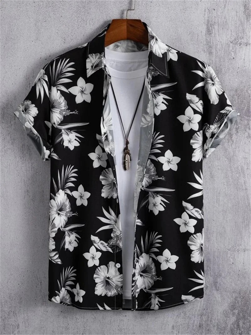 Men's 3D Floral Print Hawaiian Shirt