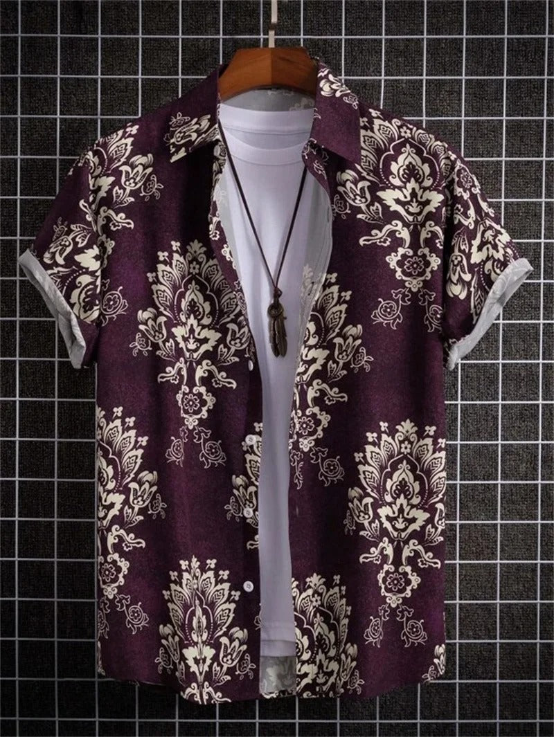 Men's 3D Floral Print Hawaiian Shirt