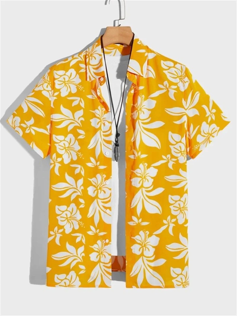Men's 3D Floral Print Hawaiian Shirt