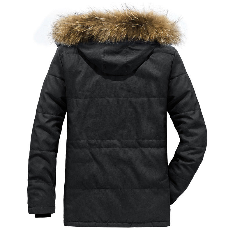 Men's Arctic Utility Parka with Full Fleece Lining, Two-Way Zipper and Detachable Fur Hood