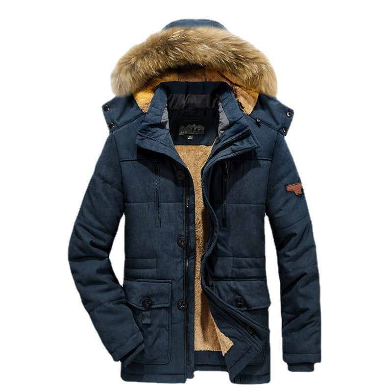 Men's Arctic Utility Parka with Full Fleece Lining, Two-Way Zipper and Detachable Fur Hood