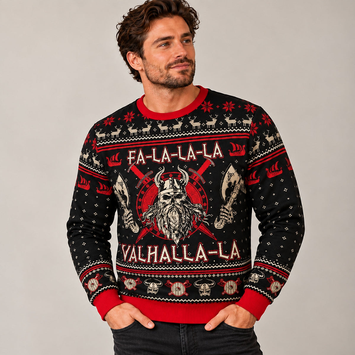 Men's Christmas Sweater - Viking Design as Sweater, Hoodie or Zip Hoodie