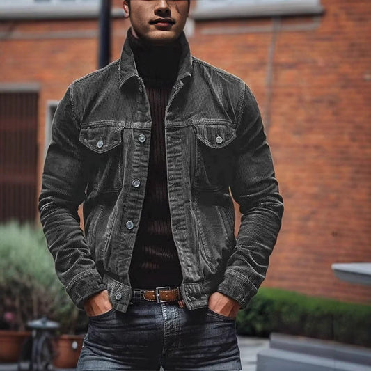 Men's Corduroy Jacket with Practical Pockets and Classic Cut
