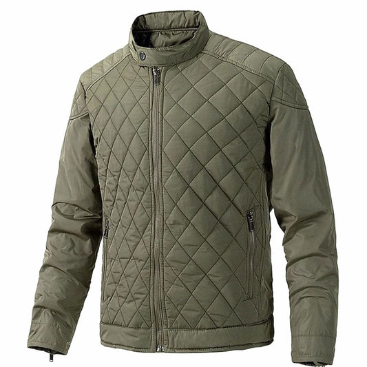 Men's Diamond-Quilted Stand-Collar Full-Zip Jacket