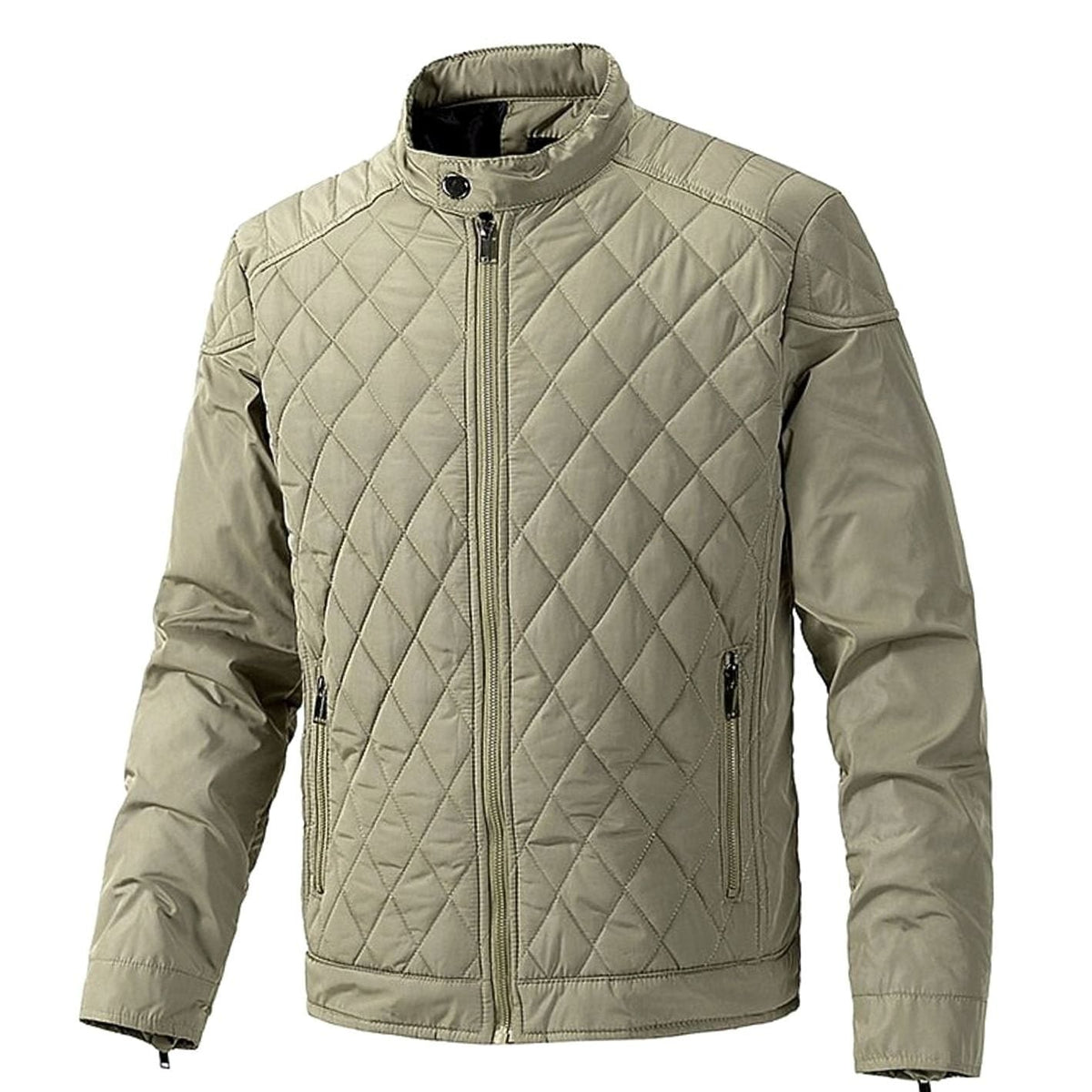Men's Diamond-Quilted Stand-Collar Full-Zip Jacket
