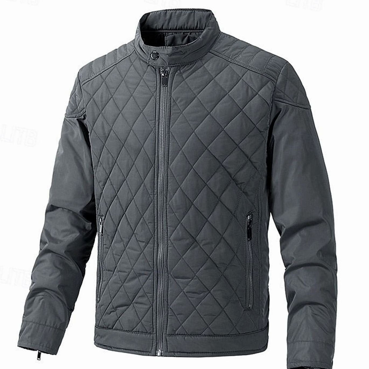 Men's Diamond-Quilted Stand-Collar Full-Zip Jacket