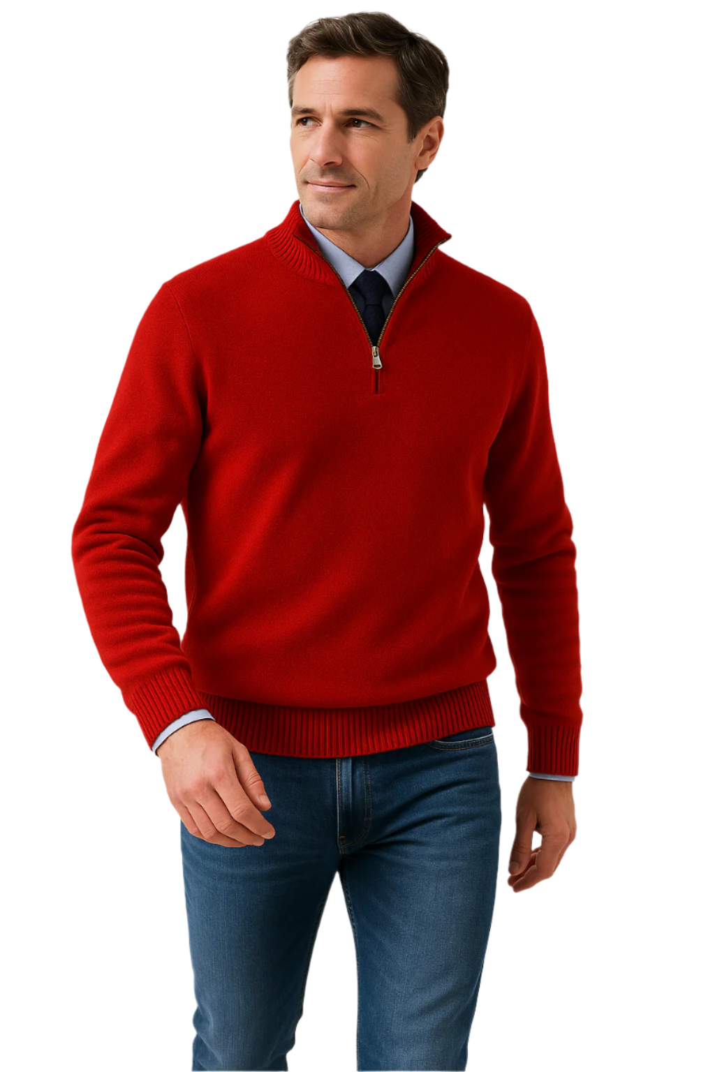 Men's Half-Zip Knit Sweater in Soft Fabric