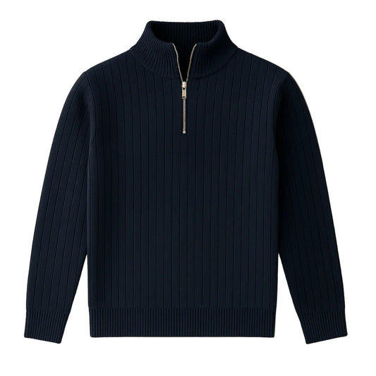 Men's Half-Zip Ribbed Jumper in Modern Knit Blend